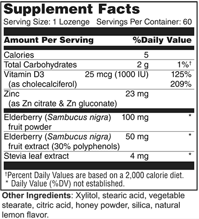 Zinc, Elderberry, and D Lozenges